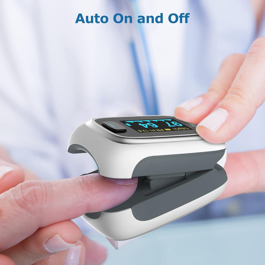 Fingertip Pulse Oximeter, Blood Oxygen Saturation Monitor| O2 Meter, Portable SPO2 & Pulse Rate Monitor, Batteries