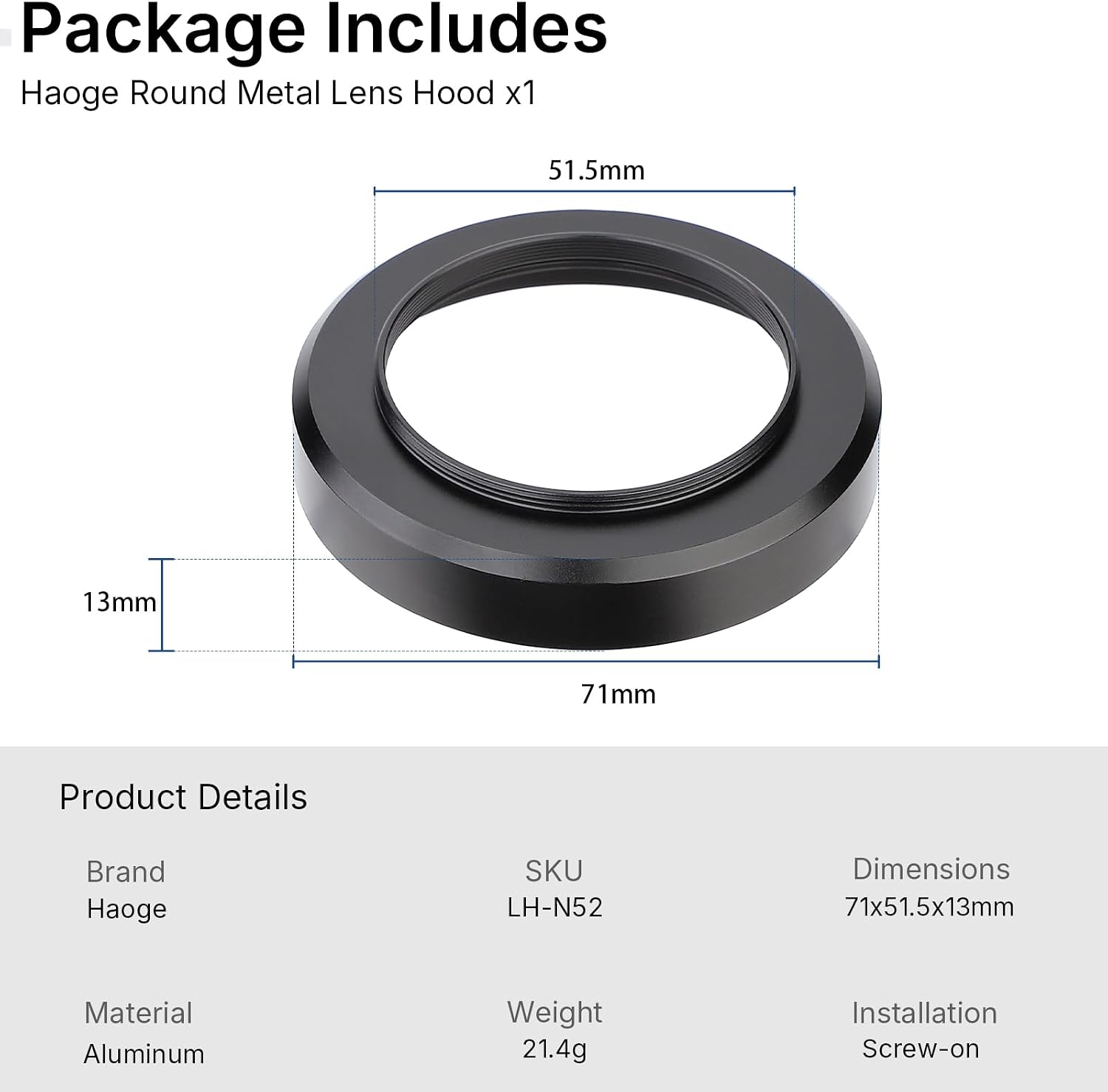 Metal Lens Hood for Nikon NIKKOR Z 40mm f/2, Z 28mm f/2.8, Z 28mm f/2.8 (SE) Lens,Screw Hood, Compatible with 52mm UV