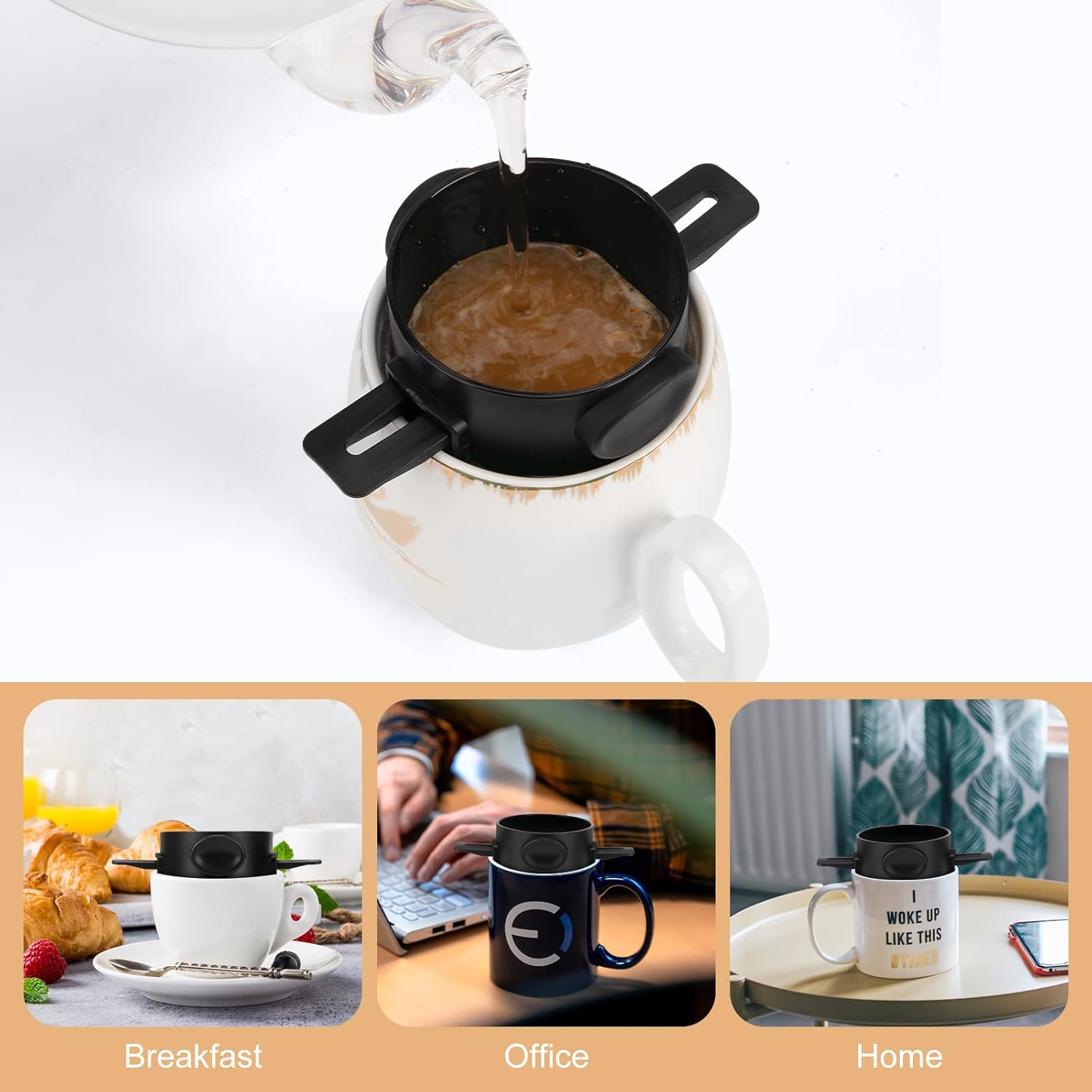 Pour Over Coffee Maker,Portable Stainless Steel Reusable Coffee Filter, Mini Collapsible Paperless Single Serve 1 Cup
