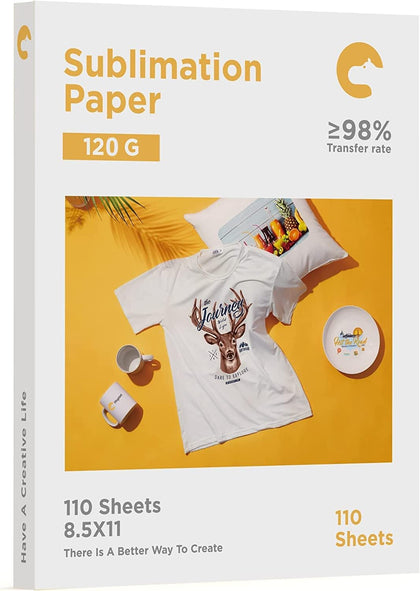 Sublimation Paper 8.5x11 Inch, Work with Sublimation Ink and E Sawgrass Inkjet Printers for Mugs T-Shirts Light