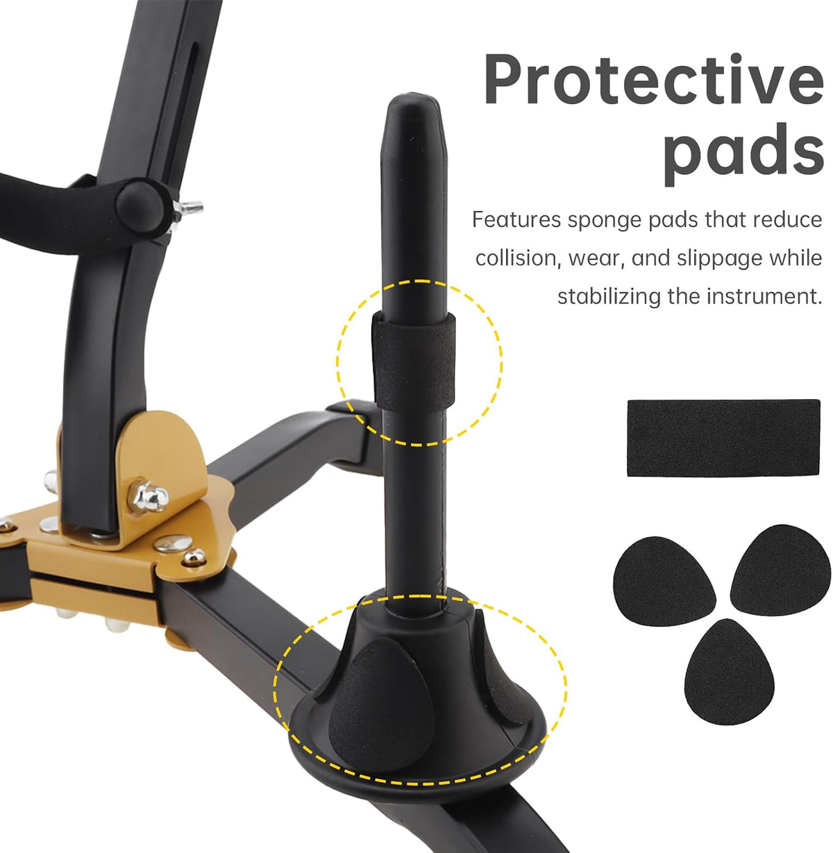 Alto/Tenor Sax Stand w Clarinet/Flute Peg, Foldable Stand w Sponge Pad | Rust-resistant metal base prevents tipping.