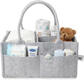 Baby Diaper Caddy Organizer, Gray, Medium, Nursery Storage Bin and Car Organizer for Diapers and Baby Wipes