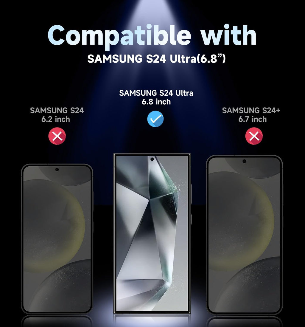2 Pack for Samsung Galaxy S24 Ultra Tempered Glass Screen Protector, Auto Dust-Elimination Installation, Bubble Free