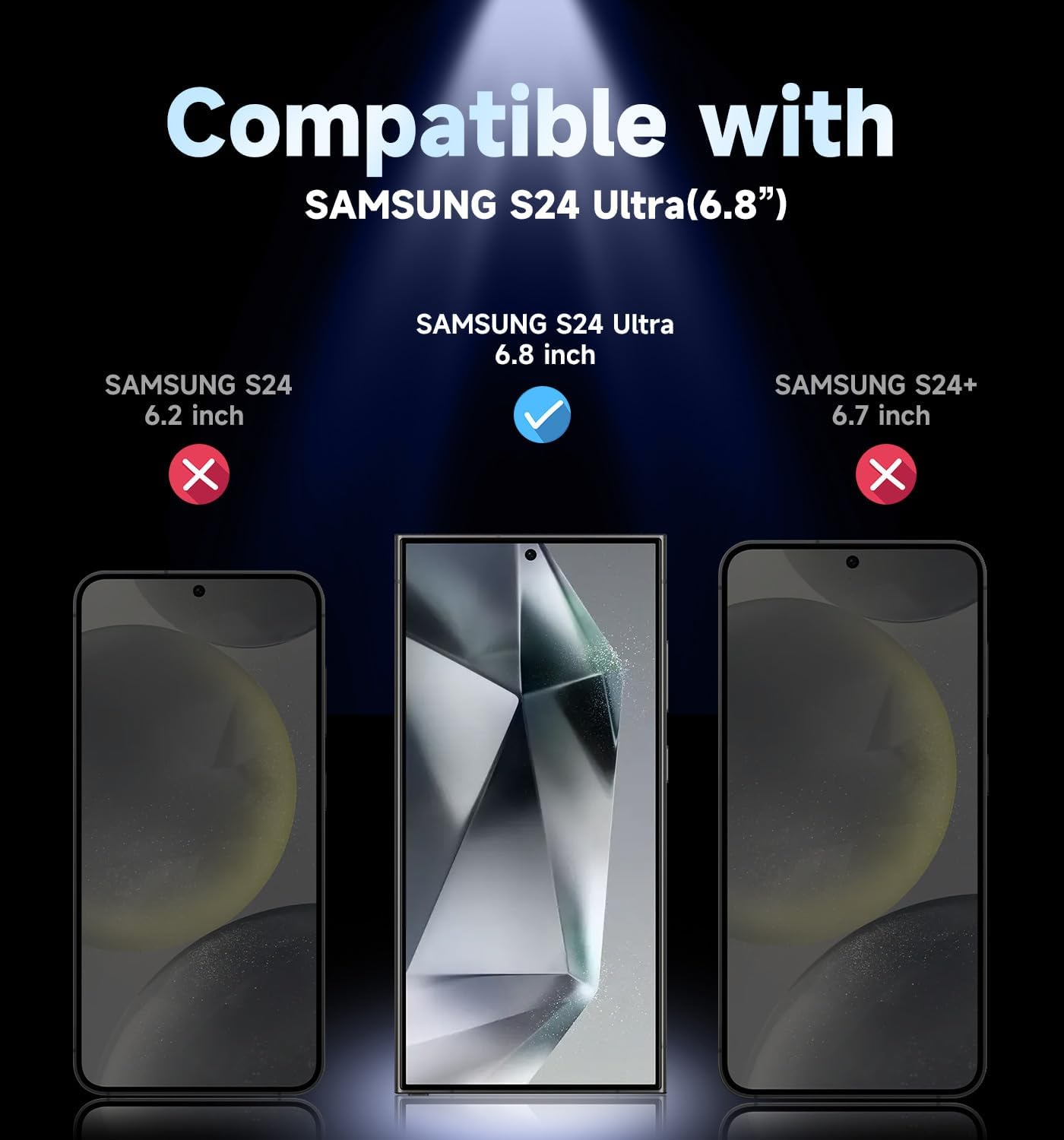 2 Pack for Samsung Galaxy S24 Ultra Tempered Glass Screen Protector, Auto Dust-Elimination Installation, Bubble Free