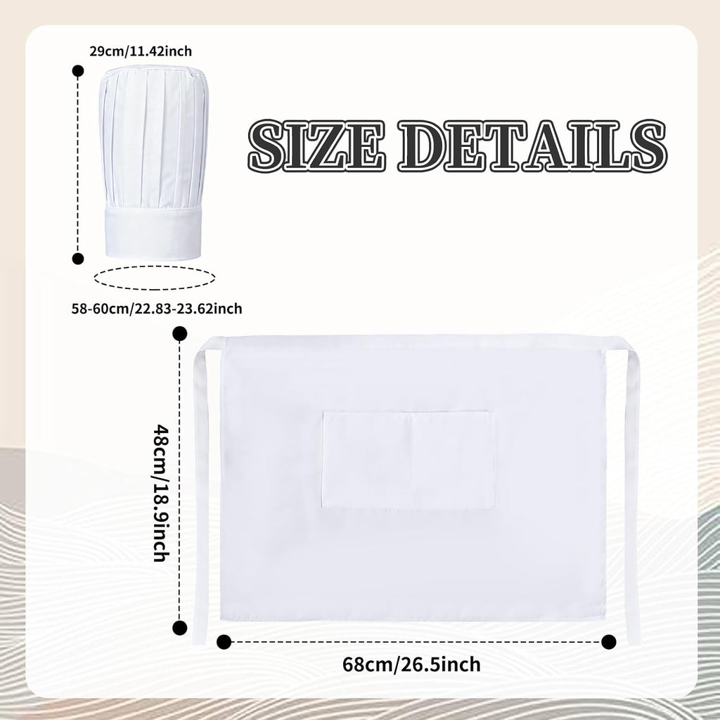 Kitchen Supply Tall Chef Hat and Half Bistro Apron, Adjustable Bib Cooking Aprons Baker Kitchen Cooking for Women Men