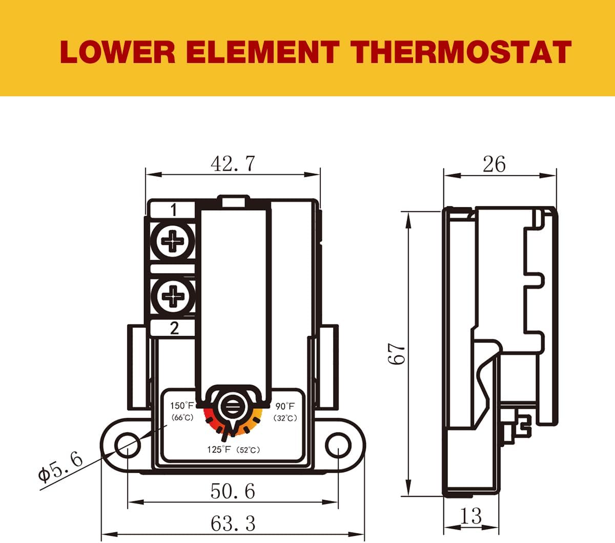Electric Water Heater Thermostat,Include 1x KST203 Upper Thermostat & 1x KST200 Lower Thermostat,UL