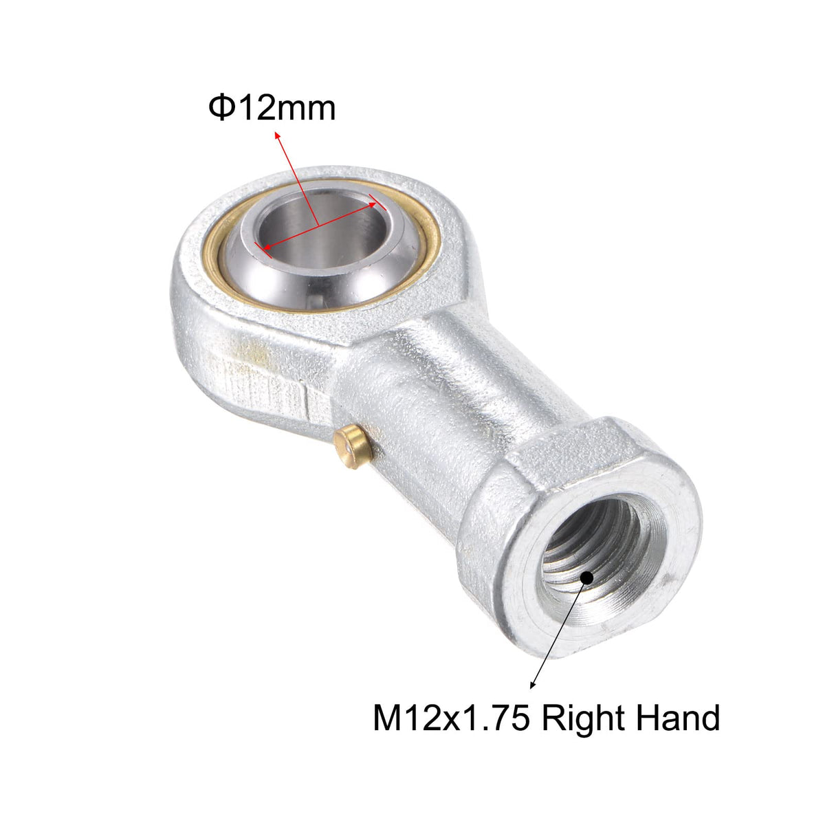 uxcell PHS12 Spherical Rod End Bearing 12mm Bore Self-Lubricated Joint Bearing M12x1.75 Right Hand Female Thread Connector