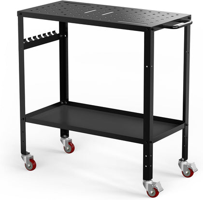 Welding Table Workbench 36x18 Inches 1200 lb Load Capacity | Hook Side Panel Handle Brake Wheels - Sturdy and