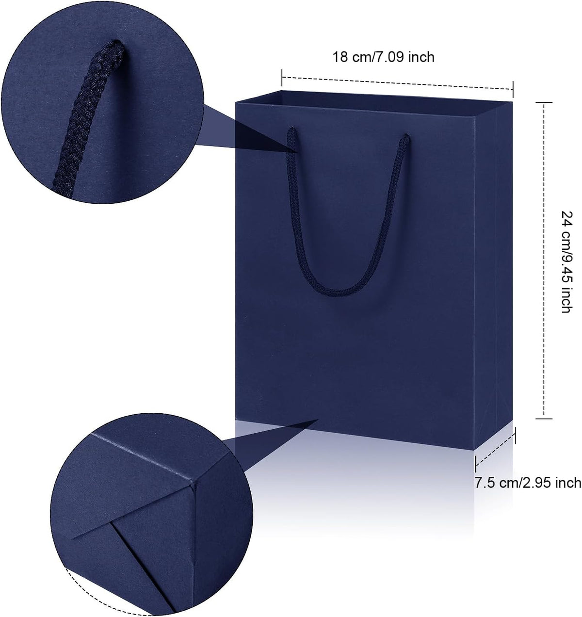 Dark Blue Luxury Gift Box with Lid Ribbon Bag and Card, 9x7x3