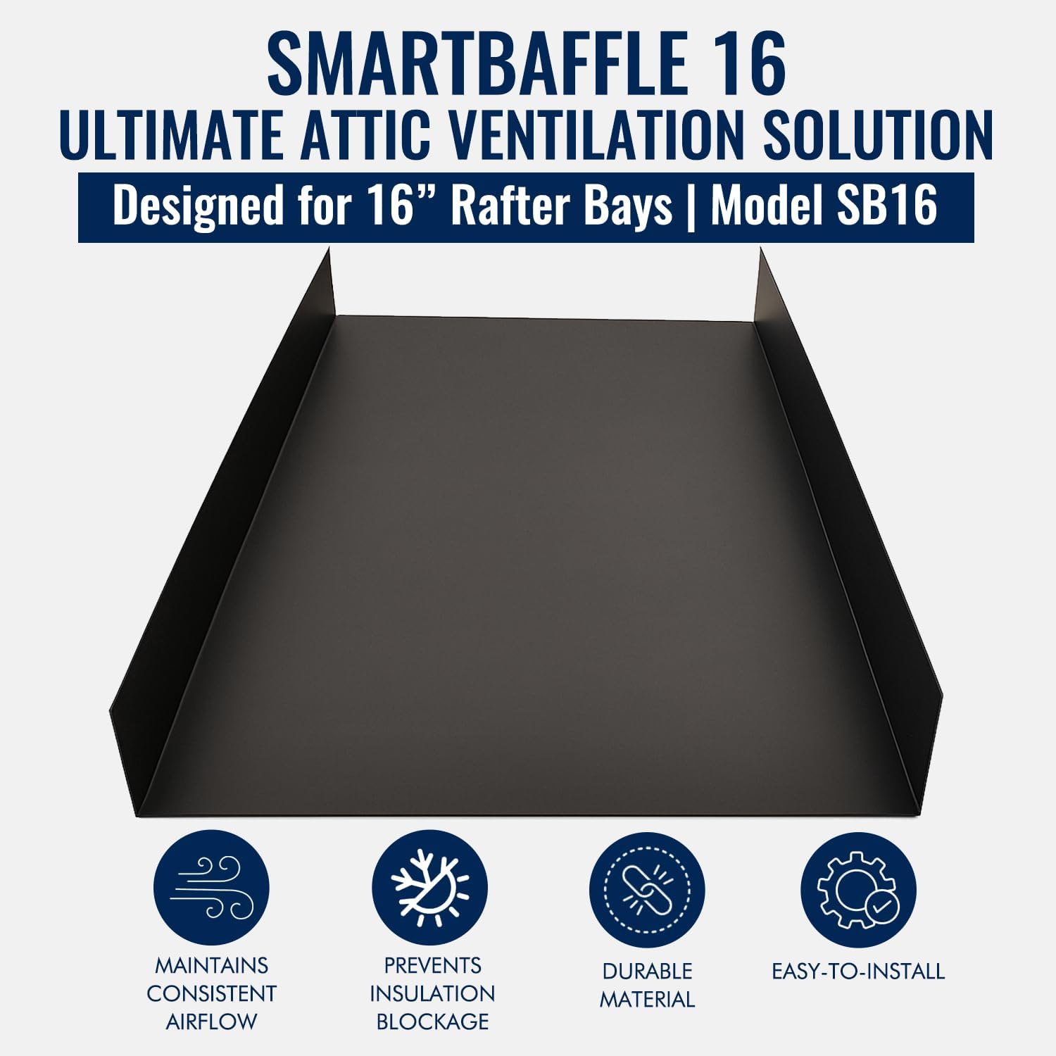 SmartBaffle 16 Attic Insulation Baffle - Polyethylene Attic Baffles for 14.5" Rafter Bays with 2" Air Channel