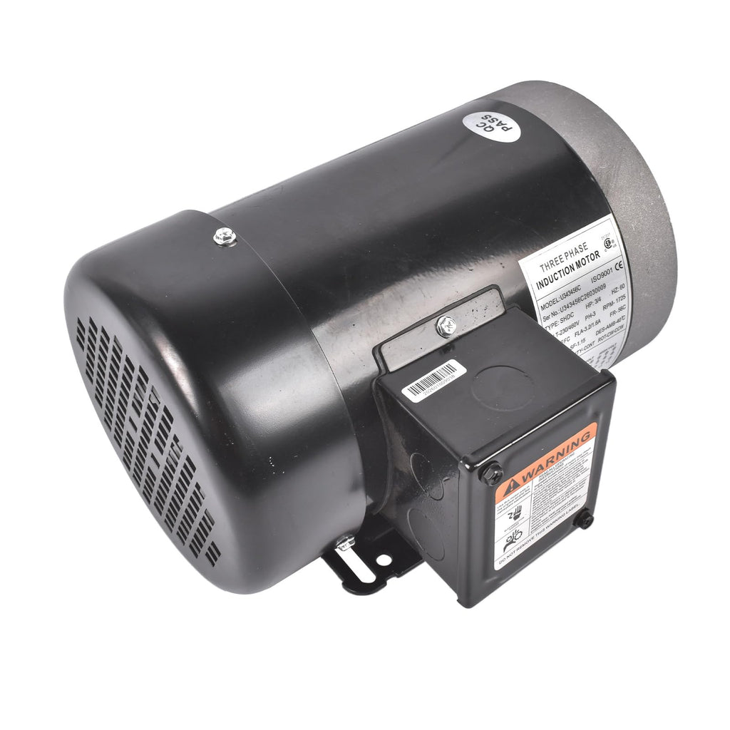 3/4HP Air Compressor Motor, 1725RPM, 3 Phase, with Removable Base
