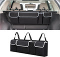 Car Trunk Organizer with Lid, Backseat Hanging Storage Bag with 4 Pockets & 3 Adjustable Straps, Waterproof PVC