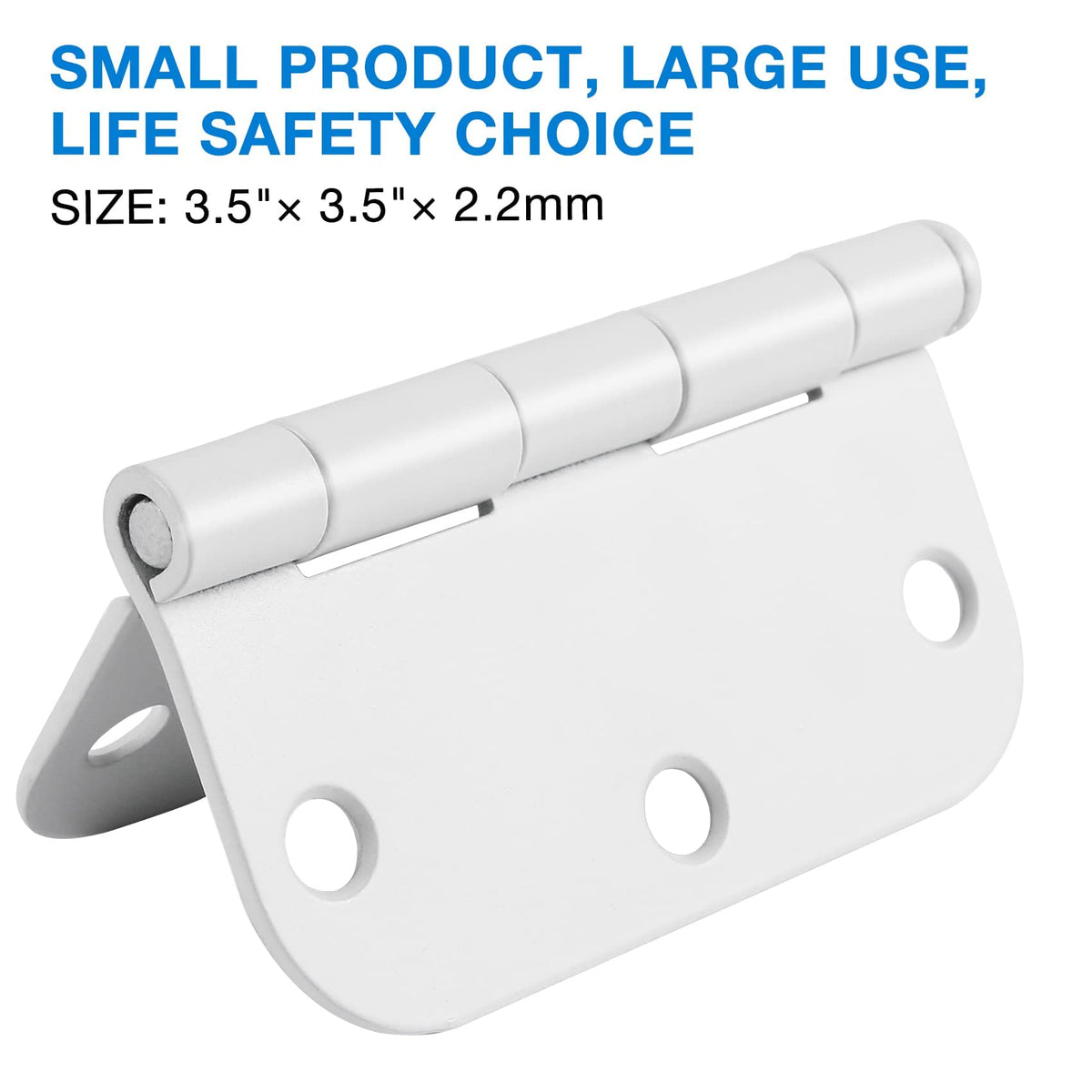 3 1/2" Matte White Door Hinges 3.5" 5/8" Radius Rounded 18 Pack