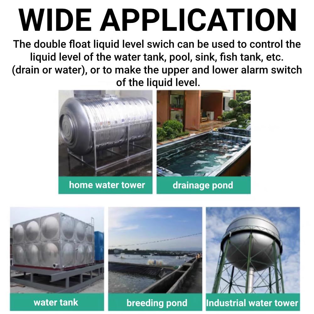 Stainless Steel Switch Tank Water Level Sensor Double Ball Water Level Controller Sensor Switch for Tank Pool(150mm / 5.91in)