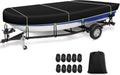 900D Oxford Jon Boat Cover 14-16FT, Waterproof Trailerable | 10 Windproof Heavy Duty Straps,Waterproof All-Weather