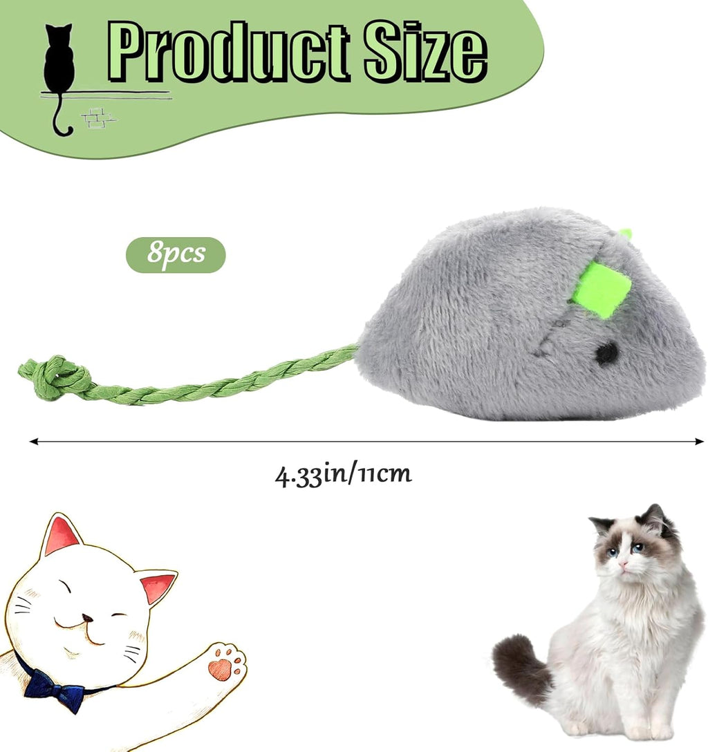 8 Pack Toy Mice for Cats Cat Mice Toys Interactive Toy Cats Mouse Plush Cat Toys Catnip Toy Biting Toys for Cats