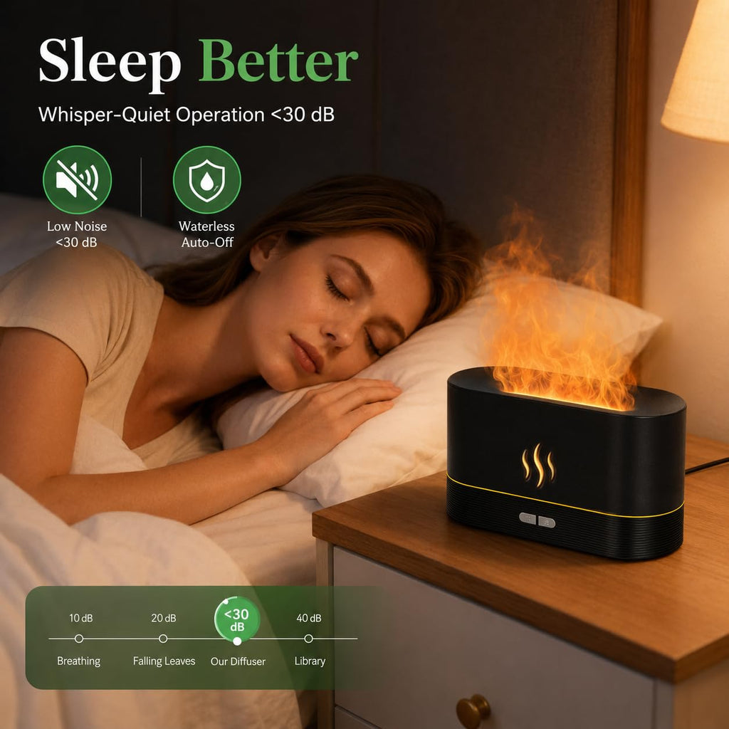 Flame Air Diffuser Humidifier, 180ML Essential Oil Diffuser with Fire Mist Effect, Ultrasonic Aroma Diffuser, 2