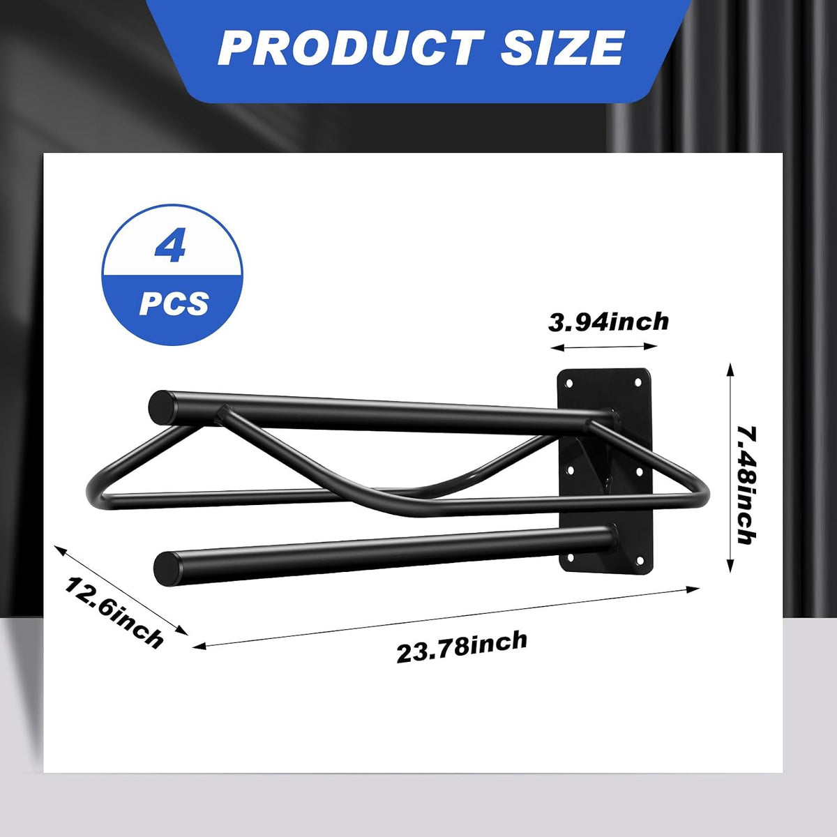 4 Pcs Saddle Rack Wall Mount Saddle Stand with Pad Bar Black Saddle Rack Stand Horse Tack Storage for English Western