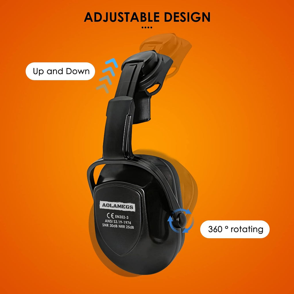 Hearing Protection Noise Cancelling Ear Muffs for Hard Hat | SNR 30dB,NRR 25dB Earmuffs Mount For Slotted Safety Work