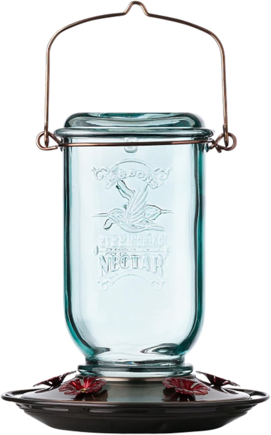 Mason Jar Hummingbird Feeder, Glass Hummingbird Feeders for Outdoors, 5 Feeding Stations, 25 Ounces