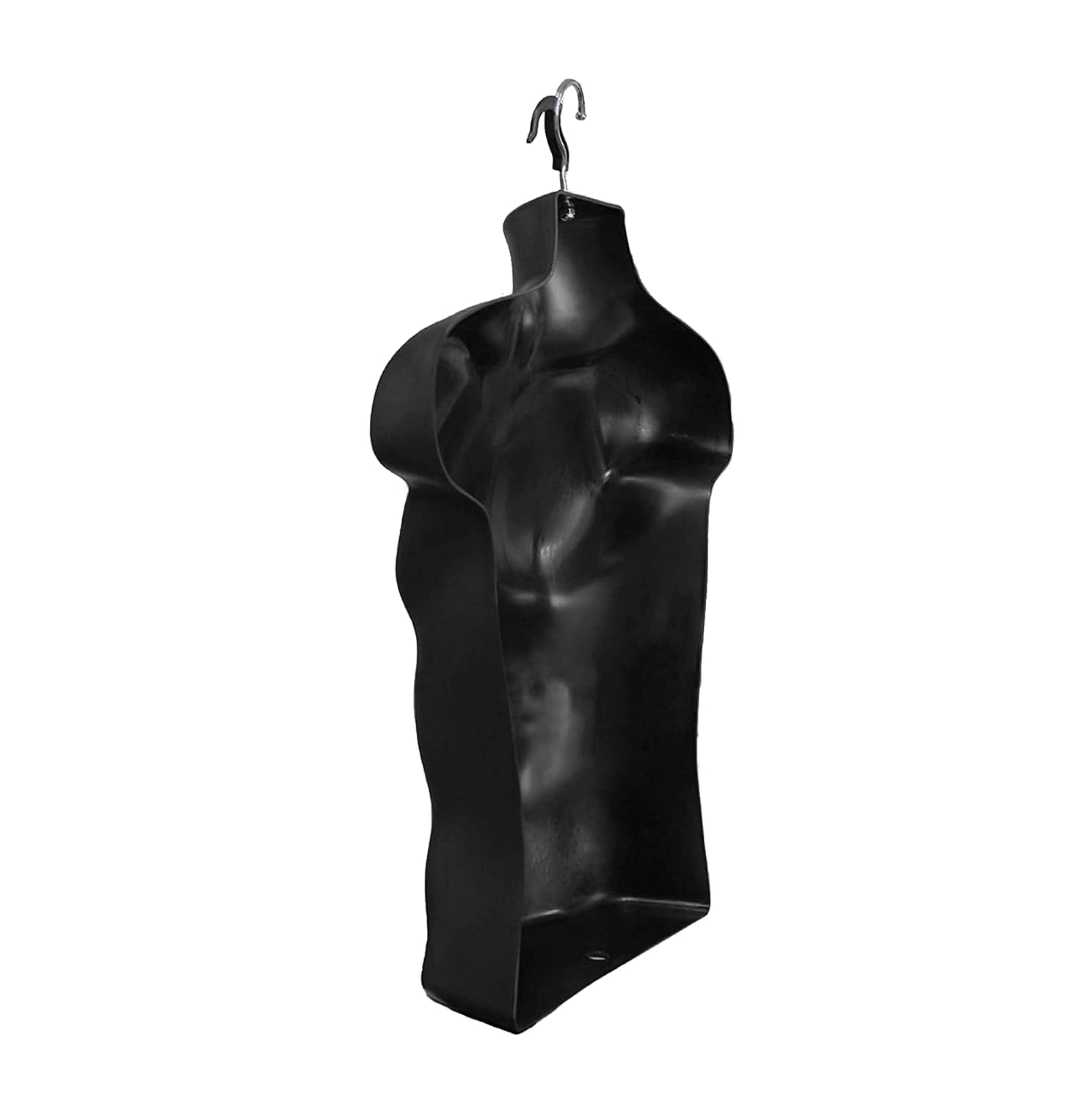 Male Mannequin Torso with Metal Stand, Black (Set of 2) | Hollow back body stackable dress form for t-shirt display