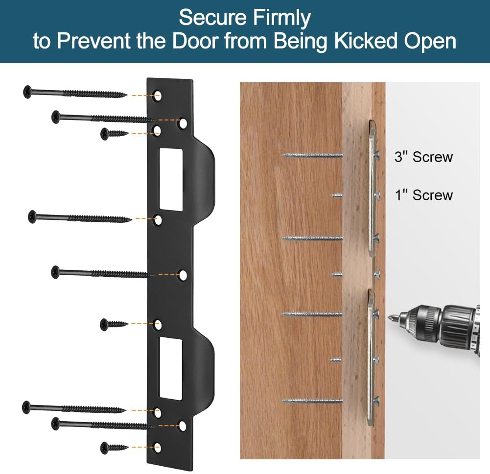 Door Strike Plate Double Opening with Reinforced Torx Screws & Bit | Oil Rubbed Bronze, Heavy-Duty Hardened Steel