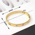 Stainless Steel Cubic Zirconia Gold-Plated Bangle Bracelet For Women