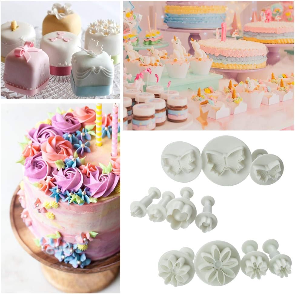 114 Pcs Cake Decorating Tools Fondant Cake Baking Decorating Sugar Craft Icing Tools Plunger Cutters Snowflake Rose