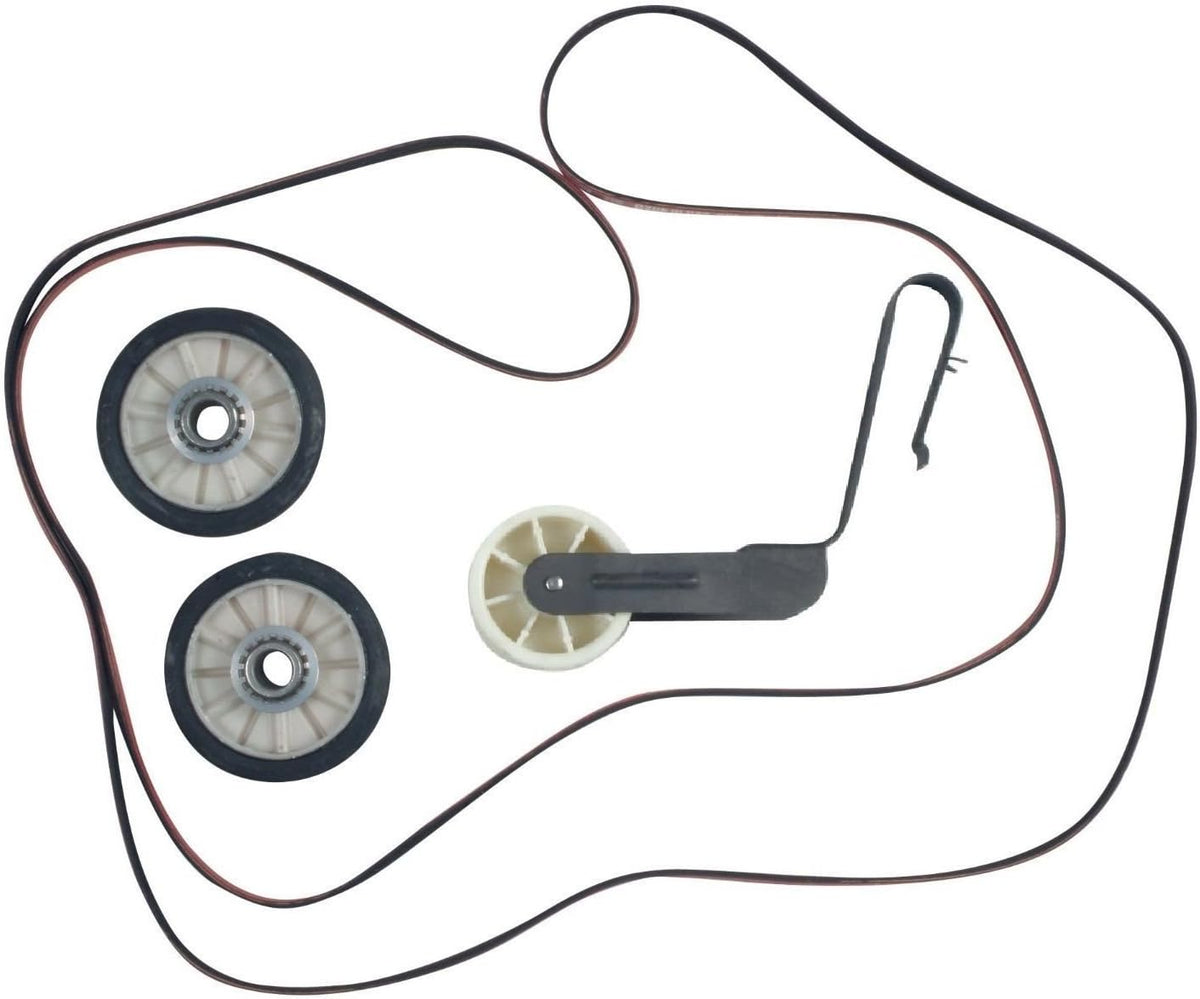 Compatible Dryer Belt, Pulley and Roller Repair Kit for Maytag MEDC300XW0, Roper REX5634KQ1, WED6400SB0, Kenmore / Sears 11060602990 Dryer