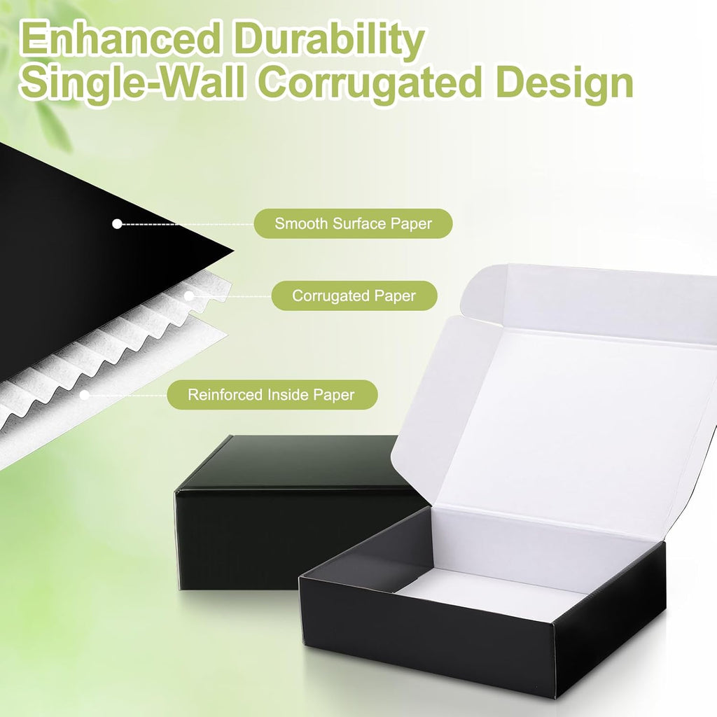 Large Shipping Boxes 20 Pack, 12x9x4 Inch Mailer Boxes, Black