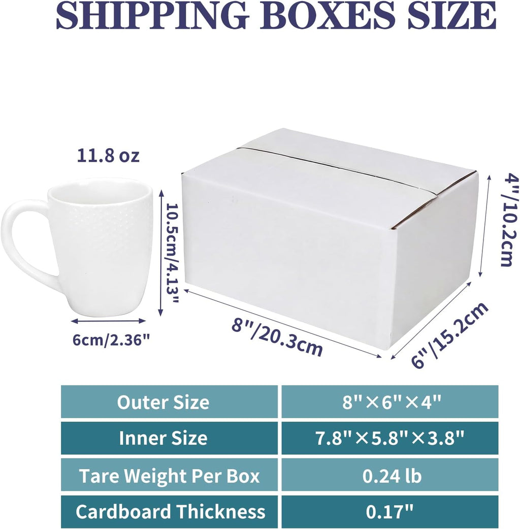 Shipping Boxes 8X6X4 Set of 18, Double Wall White Corrugated Cardboard Box for Mailing Business Packaging