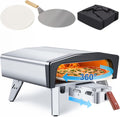20 Inch Portable Propane Stainless Steel Outdoor Pizza Oven with Pull Out Handle and 360° Automatic Rotating Pizza Stone