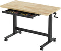 47.2" x 23.6" Adjustable Height Workbench, Hand Crank | Rubberwood Top, Heavy-Duty Steel Frame, Drawers And 360°