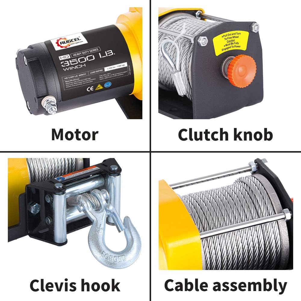 3500lb. ATV/UTV Electric Winch,with Roller Fairlead, Mount Plate
