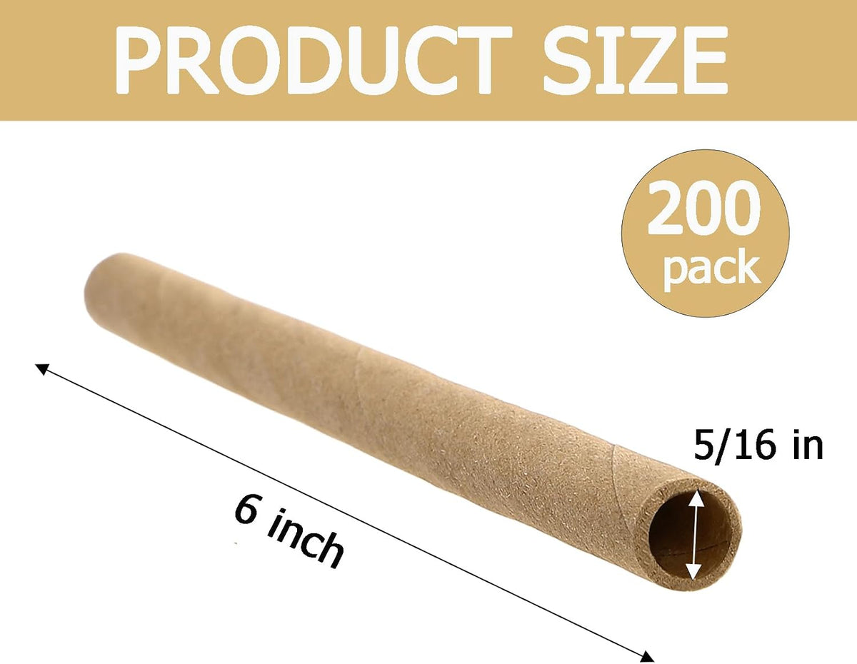 200 Pack Mason Bee House Tubes, 6 Inch Long x 5/16 Inch Diameter Cardboard Nesting Refill Inserts Liners Tubes for