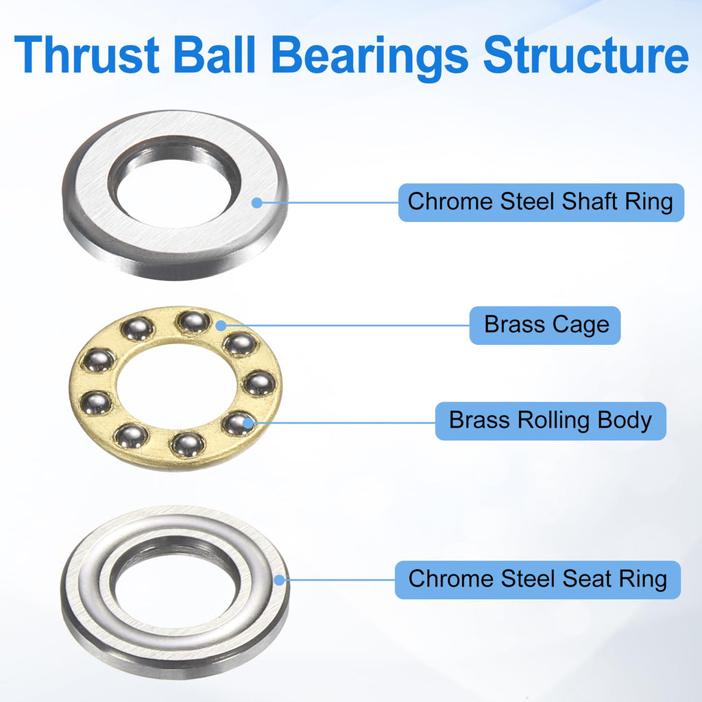 uxcell 10Pcs F5-10M Thrust Ball Bearings 5mm Bore 10mm OD 4mm Thick