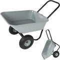 Dual Wheel Garden Wheelbarrow,Heavy Duty Yard Cart with 10“/15" Pneumatic Tires, Rustproof Poly Tray & Steel Handle