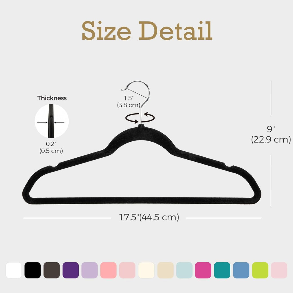 Black Velvet Hangers 60 Pack, Non Slip Clothes Felt Hanger Heavy Duty for Coat, Premium Slim Space Saving Suit