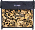 Pioneer 4' Firewood Rack with Cover - Black - Steel Outdoor Log Holder With Cover - Made In The USA - Powder Coat Finish