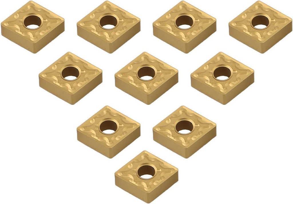 CNMG120408 MA Carbide Turning Inserts 10pcs, External CNC Tool Inserts for Metalworking, Gold Coated Indexable Inserts Compatible with CNMG 432