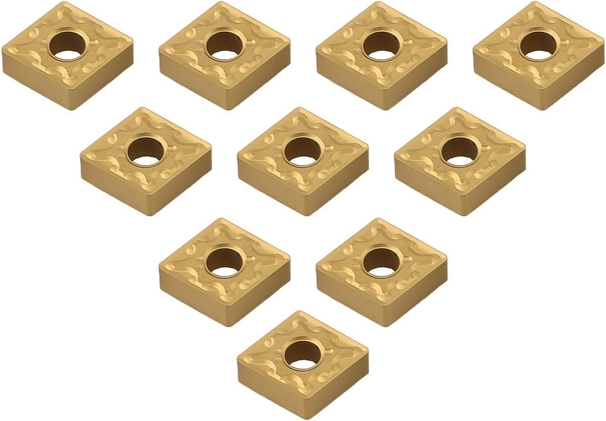 CNMG120408 MA Carbide Turning Inserts 10pcs, External CNC Tool Inserts for Metalworking, Gold Coated Indexable Inserts Compatible with CNMG 432