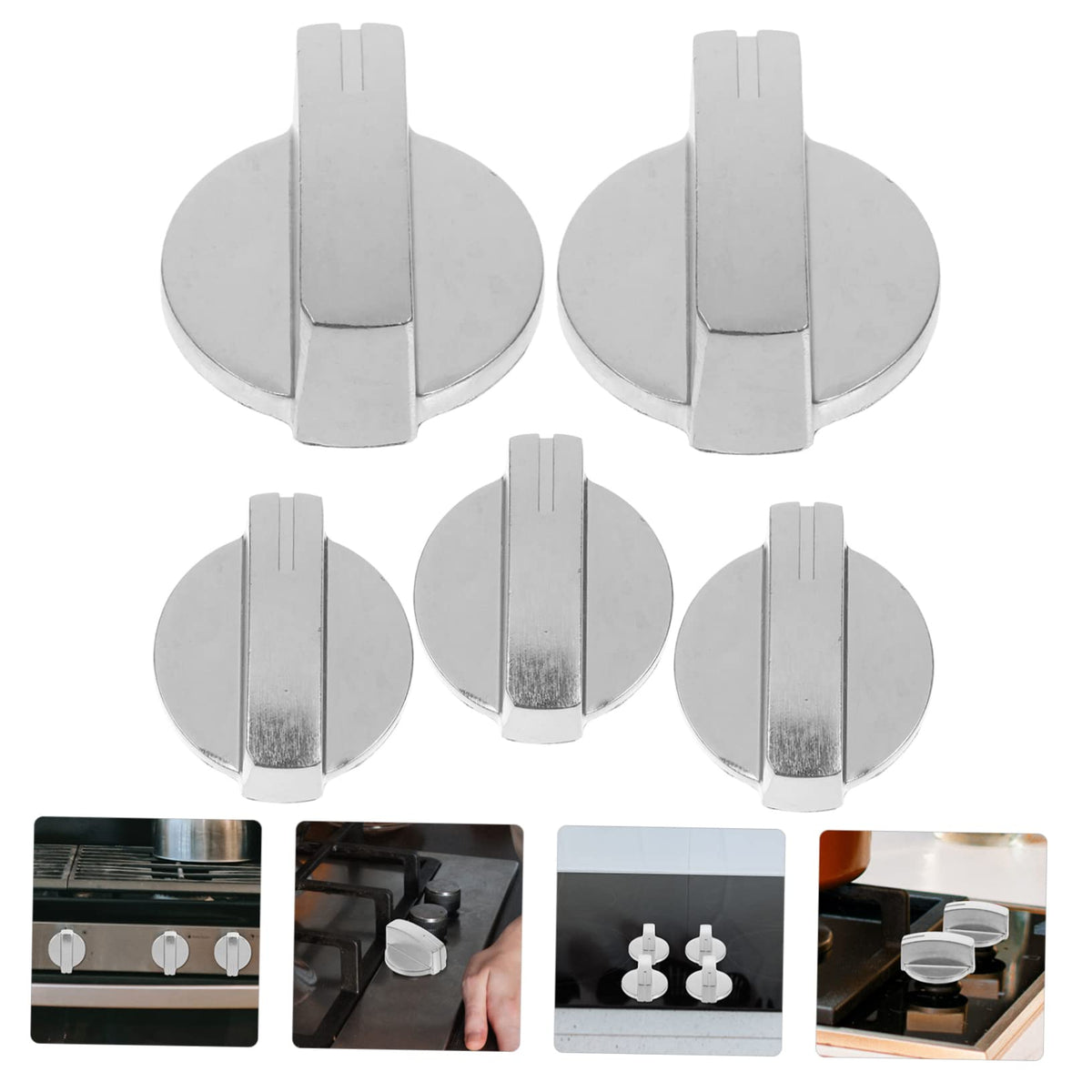 5pcs Stainless Replacement Knobs for Gas Stove Easy to Install On-Off Knobs Sleek Design