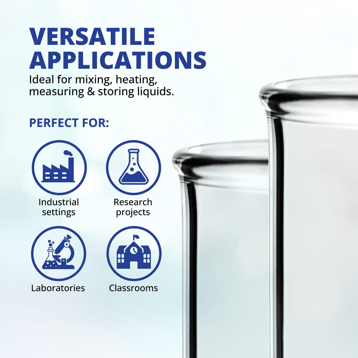 Borosilicate Glass Beaker, 250ml, Autoclavable, 1 Each