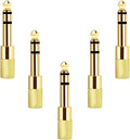 [Updated Version 5-Pack Stereo Audio Adapter 6.35mm (1/4 inch) Male to 3.5mm (1/8 inch) Female Headphone Jack