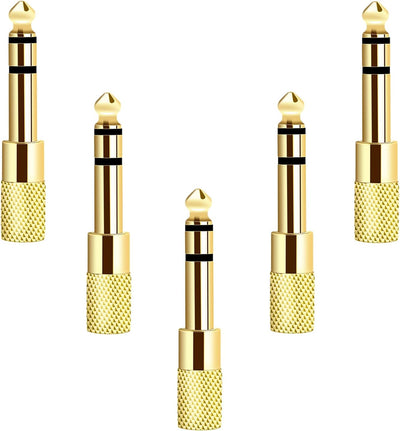[Updated Version 5-Pack Stereo Audio Adapter 6.35mm (1/4 inch) Male to 3.5mm (1/8 inch) Female Headphone Jack