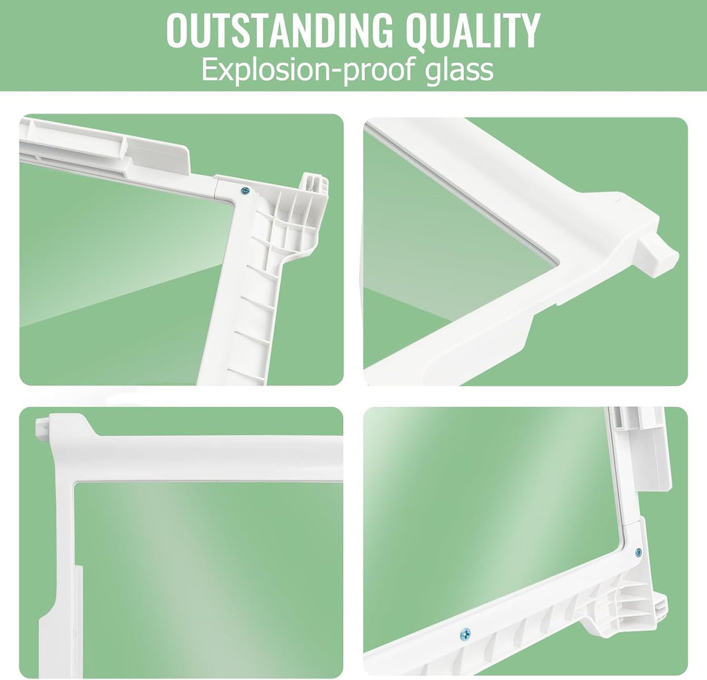 W10276341 Spill-Safe Refrigerator Glass Shelf Assembly Compatible with Whirlpool Kenmore Maytag KitchenAid Amana -Replaces AP6018409 PS11751711,1566982