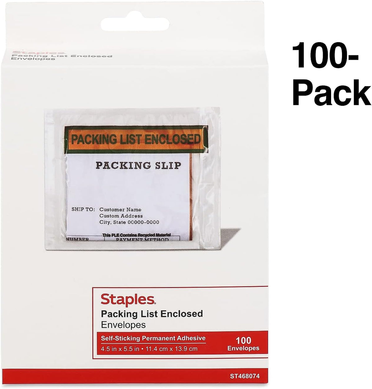 468074 Packing List Env 4 1/2-Inch x 5 1/2-Inch Red Packing List Enclosed 100/PK