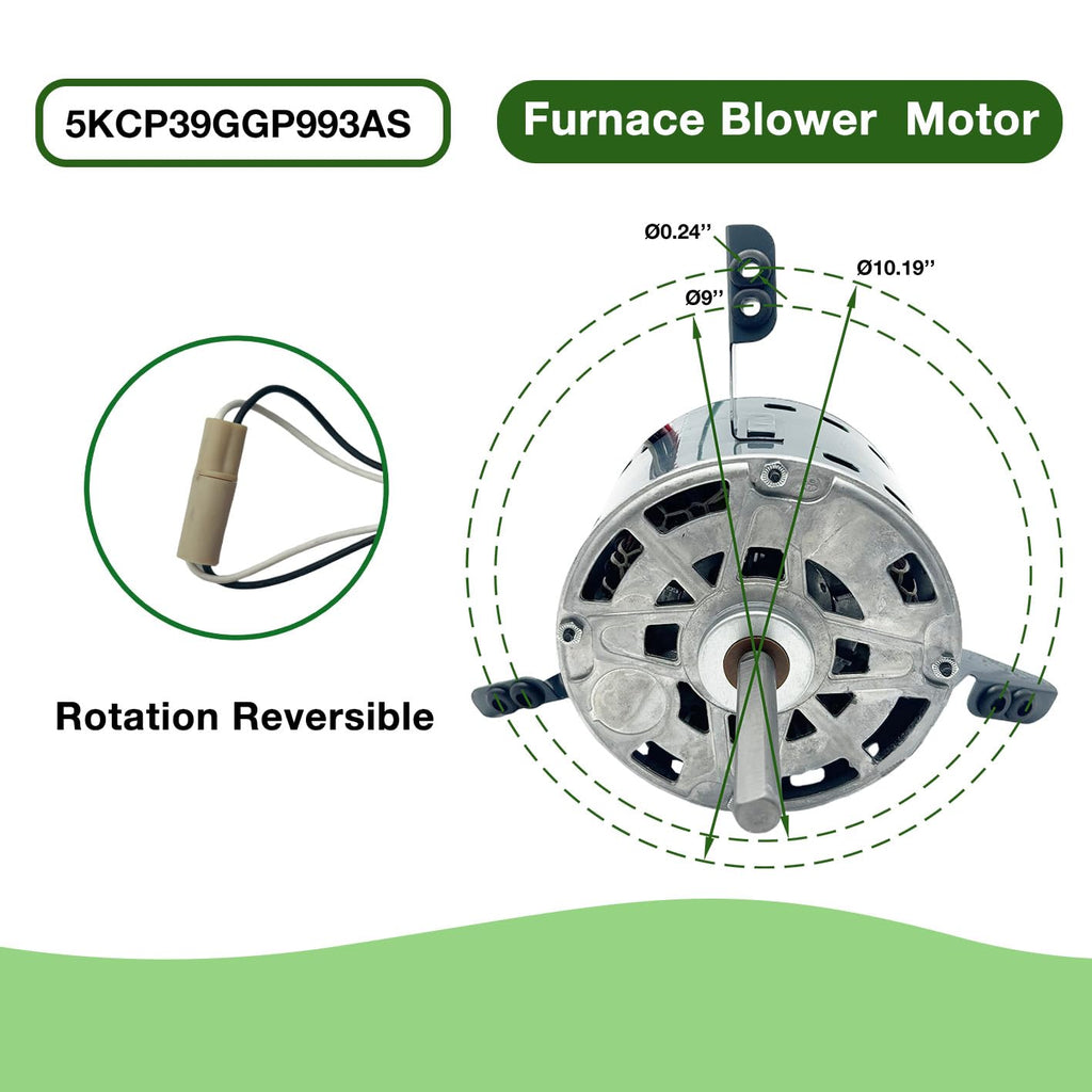 5KCP39GGP993AS Blower Motor 1/3HP 208-230V 1075RPM 2-speeds