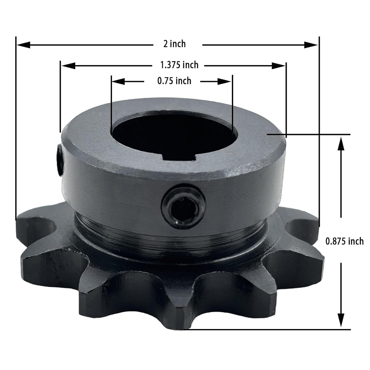 #40 Roller Chain Sprocket Type B 3/4 inch Bore 11 Tooth, Hardened Antirust 1045 Steel Drive Sprockets 40B11-3/4