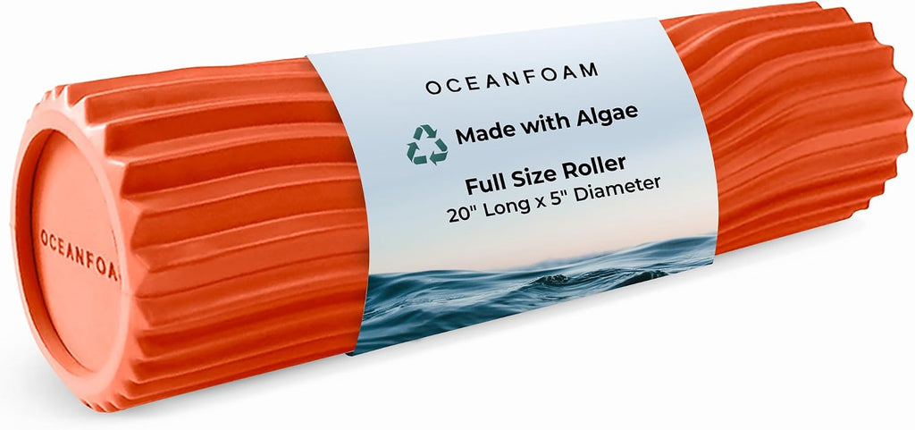 Tidal Roller - Orange - Muscle Massage Foam Roller for Back Pain & Stretching - Firm and Ergonomic Wide Wave Textured